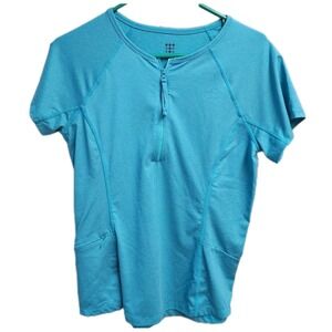 Title Nine Sunbuster 2.0 Sun Shirt Women's M UPF 50 Teal Pocket Short Sleeve
